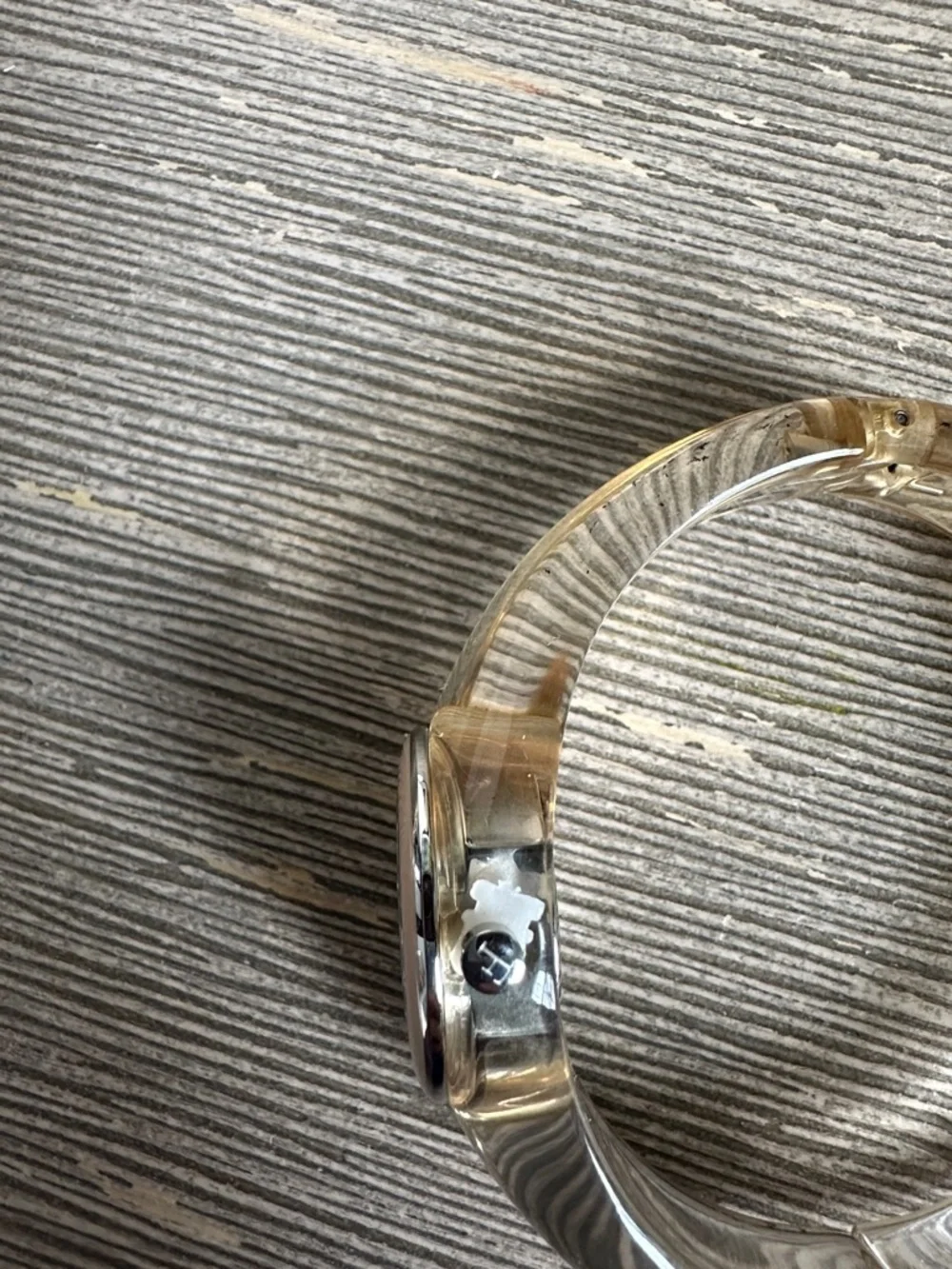 Furla Clear Resin Bangle Watch with Beige Bezel and Silver Dial